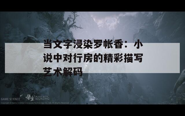 当文字浸染罗帐香：小说中对行房的精彩描写艺术解码