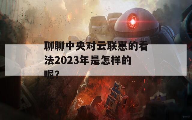 聊聊中央对云联惠的看法2023年是怎样的呢？