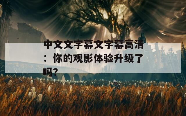 中文文字幕文字幕高清：你的观影体验升级了吗？