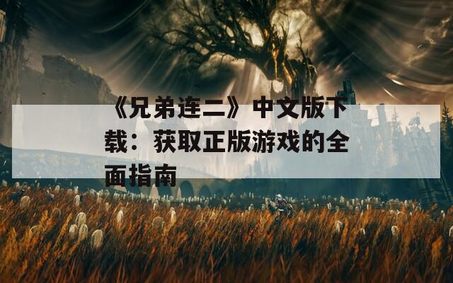 《兄弟连二》中文版下载：获取正版游戏的全面指南