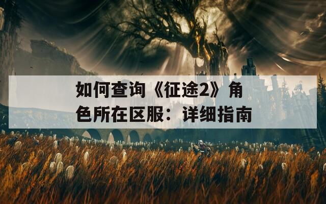 如何查询《征途2》角色所在区服：详细指南