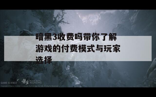 暗黑3收费吗带你了解游戏的付费模式与玩家选择
