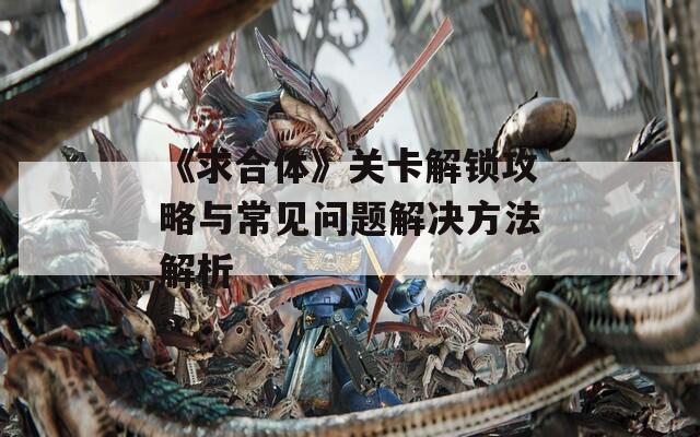 《求合体》关卡解锁攻略与常见问题解决方法解析