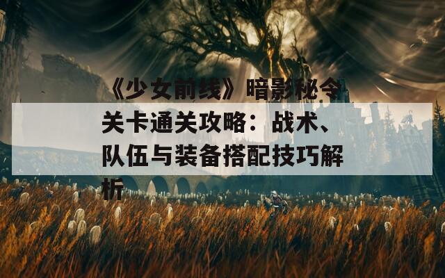 《少女前线》暗影秘令关卡通关攻略：战术、队伍与装备搭配技巧解析