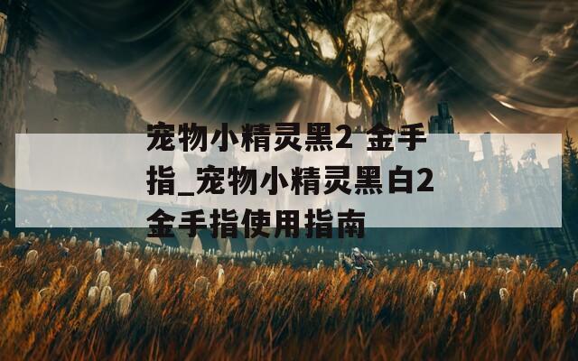 宠物小精灵黑2 金手指_宠物小精灵黑白2金手指使用指南
