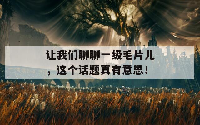 让我们聊聊一级毛片儿，这个话题真有意思！