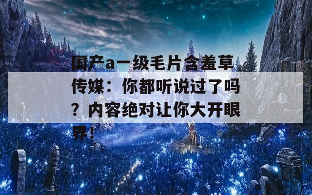 国产a一级毛片含羞草传媒：你都听说过了吗？内容绝对让你大开眼界！