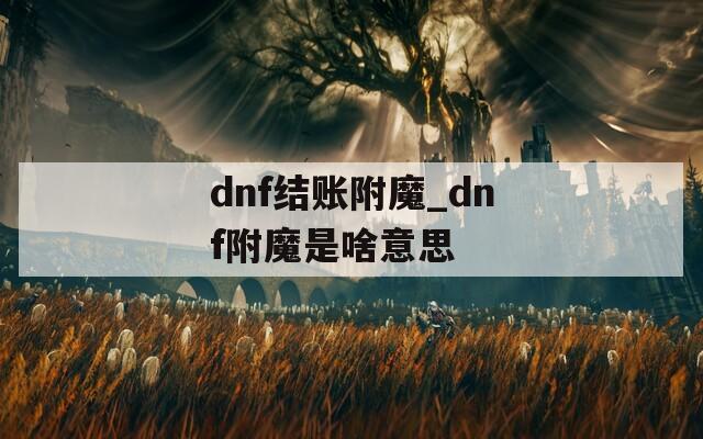 dnf结账附魔_dnf附魔是啥意思