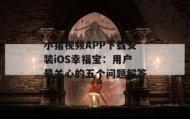 小猪视频APP下载安装iOS幸福宝：用户最关心的五个问题解答