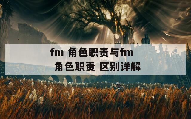 fm 角色职责与fm 角色职责 区别详解