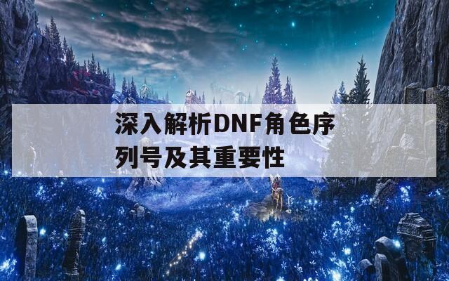 深入解析DNF角色序列号及其重要性